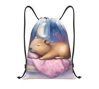 Zaino con Coulisse Capybara On The Moon Pattern Sacca Sportiva Unisex Drawstring Bag Sport Gym Sack per Palestra Scuola Escursionismo 36X42CM