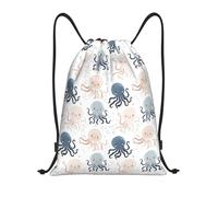 Zaino con Coulisse Cartoon Cute Octo Plus Drawstring Backpack Impermeabile Sportiva Zainetto Grande capacità Borsa con Coulisse per Scuola Viaggi Vacanze
