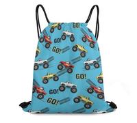 Zaino con Coulisse Cartoon Truck Blue Sacca Sportiva Impermeabile Durevole Borsa da Ginnastica, per Compleanno, Palestra, Spiaggia, 36x42cm