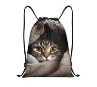 Zaino con Coulisse Cat Under Blanket Sacchetta Sportiva Pieghevole Sportiva Zainetto Resistente Sacca da Palestra per Viaggi Scuola Unisex