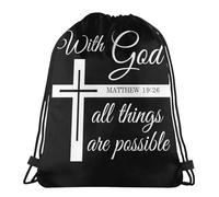 Zaino con Coulisse Christianty Faith Jesus with God all Things Are Possible Sacche da Palestra Durevole di Grande capacità Borse Sportive Unisex, per Arrampicata, Uomo, Donna, 36x42cm