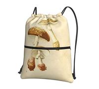 Zaino con coulisse con cerniera per il tempo libero all'aperto con funghi commestibili vintage =>> 15,3 x 18 pollici / 39 x 46 cm (LXH), ottimo per viaggi, bagaglio a mano, bagagli, campeggio