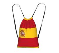 Zaino con coulisse con stampa della bandiera spagnola, borsa da spiaggia riutilizzabile, borsa da palestra e zaino da viaggio, Bandiera della Spagna, One Size