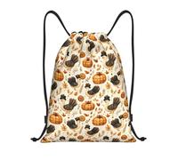 Zaino con coulisse, con stampa di tacchini con cappello, piccola borsa da palestra con coulisse, per donne e uomini, zaino sportivo per viaggi, spiaggia, nuoto