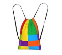 Zaino con coulisse con stampa verde scuro, borsa da spiaggia riutilizzabile, borsa da palestra e zaino da viaggio, Griglia colorata, One Size