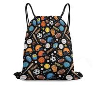 Zaino con Coulisse Cool Ice Hockey Ball Soccer Basketball Baseball Football American Sport Sportiva Zainetto Impermeabile Drawstring Backpack Leggero Borsa con Coulisse per Scuola Viaggi Unisex