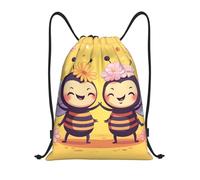 Zaino con Coulisse Cute Bee Flower Sacca da Palestra Resistente Sportiva Zainetto Leggero Drawstring Backpack per Unisex Scuola Vacanze