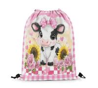 Zaino con Coulisse Cute Bowknot Cow Drawstring Backpack Leggero Sportiva Zainetto Resistente Sacca da Palestra per Vacanze Unisex Scuola