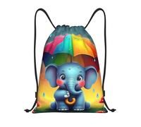 Zaino con Coulisse Cute Elephant Rainbow Umbrella Sportiva Zainetto Leggero Drawstring Backpack Impermeabile Sacca da Palestra per Viaggi Unisex Scuola