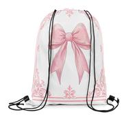 Zaino con Coulisse Cute Pink Bowknot Vintage Flower Sacca Sportiva Fashion Sacche Sportive Unisex Gym Sack per Scuola Viaggi Palestra 36X42CM