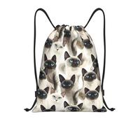 Zaino con Coulisse Cute Siamese Cats Print Drawstring Backpack Leggero Sportiva Zainetto Resistente Borsa con Coulisse per Spiaggia Viaggi Vacanze