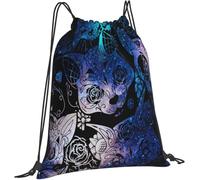 Zaino con Coulisse Day of Dead Sugar Skull Cat Zaino per Bambine di Grande capacità Impermeabile Borsa da Spiaggia, per Arrampicata, Palestra, Scuola, 36x42cm