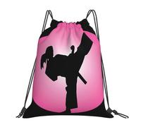 Zaino con coulisse, design taekwondo, resistente all'acqua, per sport, palestra, per uomini e donne, bianco, Taglia unica