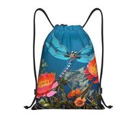 Zaino con Coulisse Dragonfly And Flower Sacchetta Sportiva Impermeabile Sacca da Palestra Leggero Sportiva Zainetto per Viaggi Scuola Unisex
