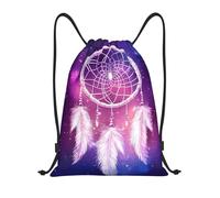Zaino con Coulisse Dream Catcher with White Feathers, Cosmic Background Sportiva Zainetto Impermeabile Borsa con Coulisse Grande capacità Sacca da Palestra per Viaggi Unisex Scuola