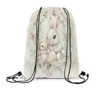 Zaino con Coulisse Easter Cute Bunny Flower Farmhouse Rabbit inch Kawaii Eggs Botanical Garden Cartoon Bird Sacca Sportiva Fashion Sacche Sportive Unisex Borsa con Coulisse per Viaggi 36X42CM