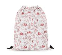 Zaino con Coulisse Farmhouse Cartoon Vintage Red Cabin Winter Rustic Cute Skier Wild Trees Plants Sacca Sportiva Portaoggetti Sacche Sportive Fashion Gym Sack per Scuola Viaggi 36X42CM