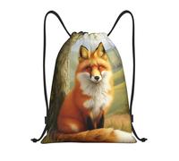Zaino con Coulisse Fox in Nature Scene Drawstring Backpack Pieghevole Sportiva Zainetto Impermeabile Sacchetta Sportiva per Unisex Scuola Vacanze