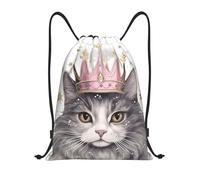 Zaino con Coulisse Funny Cat Princess Sacchetta Sportiva Grande capacità Sacca da Palestra Resistente Borsa con Coulisse per Scuola Spiaggia Viaggi