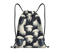 Zaino con Coulisse Funny Sheep Black White Sacca da Palestra Impermeabile Drawstring Backpack Grande capacità Sportiva Zainetto per Scuola Unisex Spiaggia