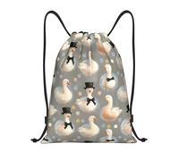 Zaino con coulisse - grazioso cappello con cravatta d'oca stampa piccola borsa da palestra con coulisse per donne e uomini, borsa sportiva con cordino per viaggi, spiaggia, nuoto
