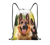 Zaino con Coulisse Happy German Shepherd Sacca da Palestra Pieghevole Drawstring Backpack Resistente Sportiva Zainetto per Viaggi Scuola Unisex