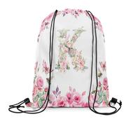 Zaino con Coulisse Initial A-Z 13 X 15.7 inch Initial Letter K Flower Monogrammed Borsa con Coulisse Pieghevole Sportiva Zainetto Impermeabile Sacchetta Sportiva per Unisex Vacanze Scuola