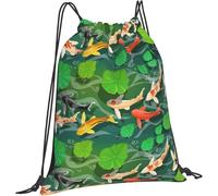 Zaino con Coulisse Koi Fish Under Water Zaino per Bambini Multifunzione Impermeabile Borsa da Spiaggia, per Donna, Festa, Arrampicata, 36x42cm