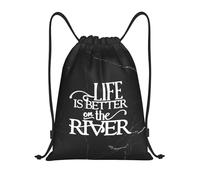 Zaino con Coulisse Life Is Better On The River Zaino Borsa Multifunzione Durevole Coulisse Tasche, per Arrampicata, Yoga, Uomo, 36x42cm