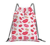 Zaino con Coulisse Lips Print Sacca Ginnastica Durevole Impermeabile Borsa da Spiaggia, per Festa, Uomo, Escursionismo, 36x42cm