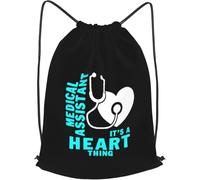 Zaino con Coulisse Medical Assistant Heart Sacca da Palestra Resistente Drawstring Backpack Pieghevole Sportiva Zainetto per Spiaggia Unisex Viaggi