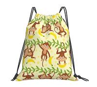 Zaino con Coulisse Monkey Tropical Banana Palm Trees Sacca da Palestra Leggero Sportiva Zainetto Impermeabile Drawstring Backpack per Unisex Scuola Viaggi