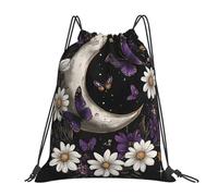 Zaino con Coulisse Moon Butterfly Flower Sacca da Palestra Grande capacità Sportiva Zainetto Leggero Sacchetta Sportiva per Unisex Scuola Viaggi