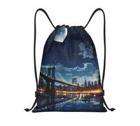 Zaino con Coulisse Moon Light New York City Drawstring Backpack Grande capacità Sacchetta Sportiva Pieghevole Sacca da Palestra per Spiaggia Viaggi Vacanze