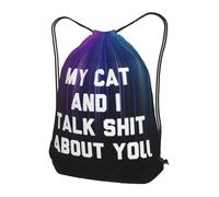 Zaino con Coulisse My Cat And I Talk Shit About You Borsa con Coulisse Leggero Drawstring Backpack Grande capacità Sacca da Palestra per Unisex Scuola Spiaggia