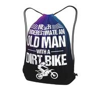 Zaino con Coulisse Never Underestimate An Old Man with A Dirt Bike Drawstring Backpack Grande capacità Sportiva Zainetto Leggero Sacca da Palestra per Unisex Viaggi Vacanze