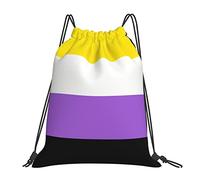 Zaino con Coulisse Non-Binary Pride Flag Borsa con Coulisse Resistente Sacca da Palestra Pieghevole Drawstring Backpack per Unisex Vacanze Viaggi