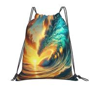 Zaino con Coulisse Ocean Wave Falling Sunset Time Traspirante Borsa Coulisse Stringa Resistente Sacca Sportiva per Viaggio Escursionismo Sport 39X46Cm