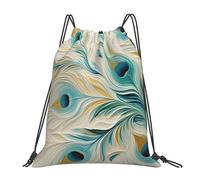 Zaino con Coulisse Peacock Feathers Bohemian Sportiva Zainetto Leggero Sacchetta Sportiva Impermeabile Sacca da Palestra per Viaggi Unisex Scuola