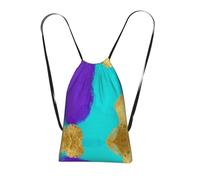 Zaino con coulisse per la Coppa del Mondo di Lavanda, borsa da spiaggia riutilizzabile, borsa da palestra e zaino da viaggio, Graffiti d'oro, One Size