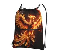 Zaino con coulisse Phoenix Fire-Bird da donna e uomo con tasca con cerniera