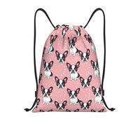 Zaino con Coulisse Pink Bostons Terriers Dogs Cute Drawstring Backpack Resistente Borsa con Coulisse Leggero Sportiva Zainetto per Viaggi Scuola Spiaggia
