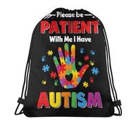 Zaino con Coulisse Please Be Patient I Have Autism Sacca Sportiva Durevole Impermeabile Borsa Nuoto, per Donna, Yoga, Escursionismo, 36x42cm