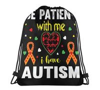 Zaino con Coulisse Please Be Patient I Have Autism Sacca Sportiva Multifunzione Durevole Borsa da Ginnastica, per Uomo, Donna, Compleanno, 36x42cm