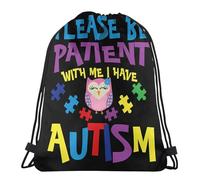 Zaino con Coulisse Please Be Patient I Have Autism Sacca Sportiva Palestra Durevole Multifunzione Borse Sportive Unisex, per Uomo, Festa, Donna, 36x42cm