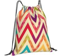 Zaino con Coulisse Rainbow Bright Zigzag Pattern Sacca Ginnastica di Grande capacità Multifunzione Borsa Nuoto, per Arrampicata, Palestra, Donna, 36x42cm