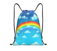 Zaino con Coulisse Rainbow Clouds Raindrop Drawstring Backpack Leggero Sportiva Zainetto Grande capacità Sacca da Palestra per Scuola Vacanze Spiaggia