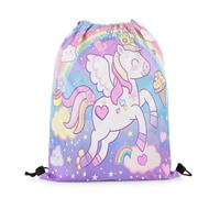 Zaino con Coulisse Rainbow Cute Animal Cartoon Gold Crown Kawaii Cloud Sacca Sportiva Unisex Drawstring Bag Fashion Borsa con Coulisse per Palestra Viaggi Escursionismo 36X42CM