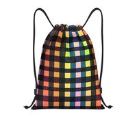 Zaino con Coulisse Rainbow Plaid Pattern Sacca Sportiva Sport Sacche Sportive Fashion Gym Sack per Scuola Palestra Viaggi 36X42CM