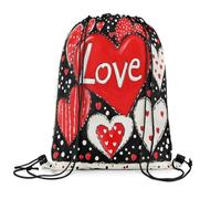 Zaino con Coulisse Red Heart Love Sportiva Zainetto Impermeabile Sacca da Palestra Leggero Borsa con Coulisse per Viaggi Spiaggia Vacanze